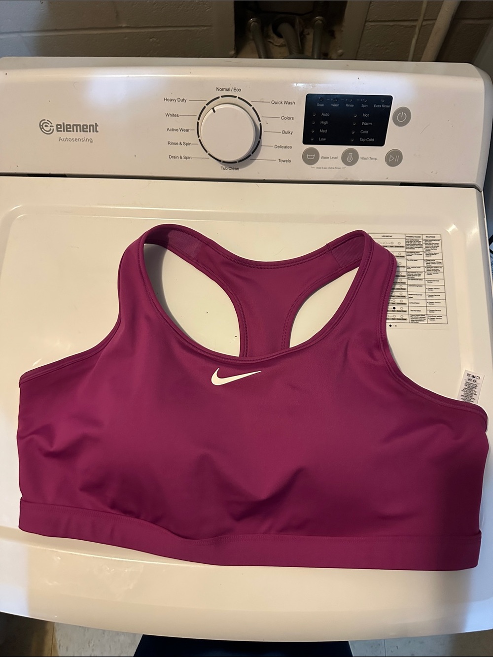 Nike Women's Deep Pink Racerback Sports Bra with White Swoosh